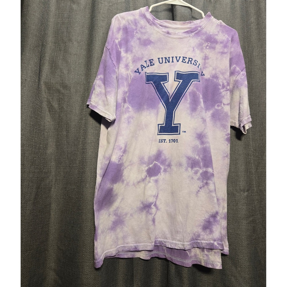 Yale University Tie Dye T-Shirt Graphic Print Short Sleeve Top Large‎